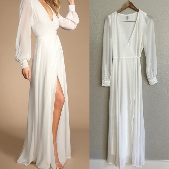 NWOT My Whole Heart White Long Sleeve Wrap Dress